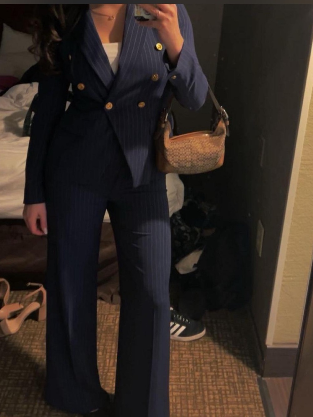 Donna Karan 2pc. Blue Pinstripe Suit Set